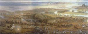 Battle of Crysler's Farm. Painting depicts the US Forces being repulsed by the disciplined 49th & 89th Regiments of Foot